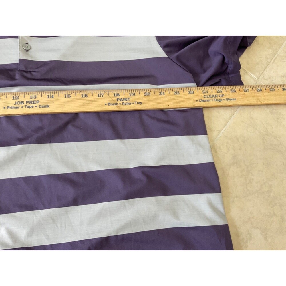 Adidas Golf Polo Shirt Mens XL Purple Gray Striped Stretch Short Sleeve - Picture 7 of 10